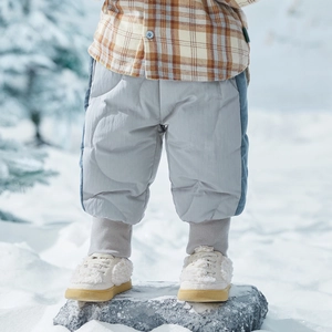 Kinderen Winter Donsbroek Warm Corduroy Patchwork Witte Eendendons Vulling Verdikte Winddichte Thermische Broek Voor Jongens Meisjes