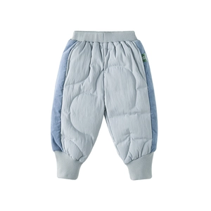 Kinder donsbroek met corduroy splicing en elastische manchetten in lichtgrijs blauw