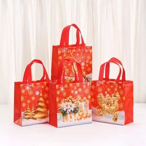 Large Capacity Non-woven Christmas Gift Handbags Bronzing Reindeer Snowflake Christmas Tree Pattern Festival Party Favor Wrapping Bags Red Shopping Tote