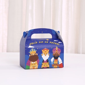 Three Wise Men gift box in deep blue with 'Feliz Día de Reyes' print and handle