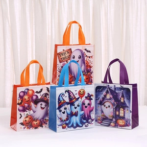 Halloween Non-Woven Tote Bags Pumpkin Ghost Bat Printed Cartoon Gift Bags For Party Candy Packaging Trick Or Treat Halloween Bags