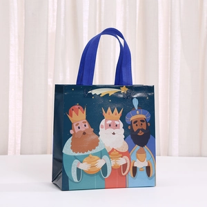 Sac cadeau des Rois Mages en tissu non-tissé avec illustration colorée de dessin animé