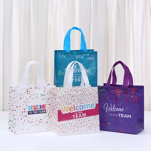 Sacs Cadeaux en Tissu Non Tissé Pelliculé Avec Impression Welcome To The Team Sacs à Bonbons pour Bureau Fête Célébration