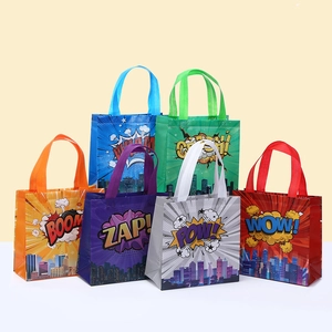 Sacs Cadeaux en Tissu non Tissé Style Bande Dessinée Onomatopée City Hero Sacs Fourre-tout pour Fêtes d'Anniversaire