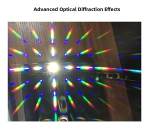 Detail showing diffraction optical effect transforming light into colorful starbursts
