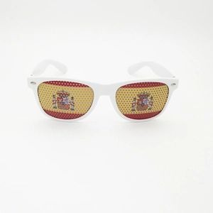 Lunettes de soleil drapeau espagnol avec monture blanche pour supporters et festivals