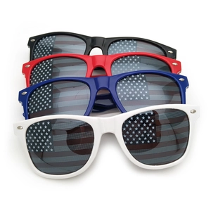 Set of 4 American flag party sunglasses in red white blue and black plastic frames