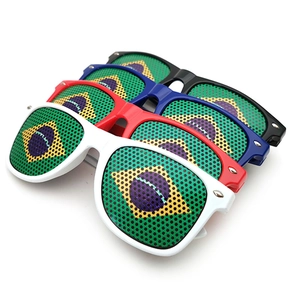 Brazil flag themed pinhole sunglasses set in white, red, blue and black plastic frames