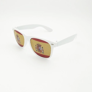 Lunettes de soleil drapeau espagnol à trous avec monture blanche pour supporters