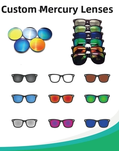 Selection of vibrant colored mirror lenses for US flag sunglasses with UV 400 protection