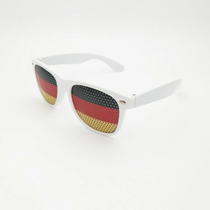 White frame sunglasses featuring German flag micro-pore lens design for sports fans