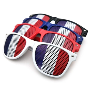 French flag themed mesh lens sunglasses in white, red, blue, and black frames for parties