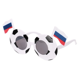 Soccer ball shaped party glasses featuring Russian flags for sports fan celebration