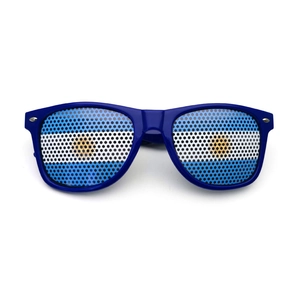Argentina flag theme supporter sunglasses with blue plastic frame and pinhole lenses
