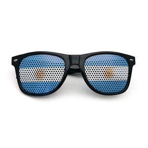 Argentina flag themed pinhole glasses for football fans with black frame design