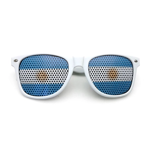 White sports sunglasses with Argentina flag pinhole lens pattern for football fans