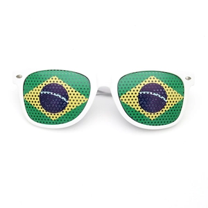 White frame sunglasses with Brazil flag pinhole lenses for parties and sports events