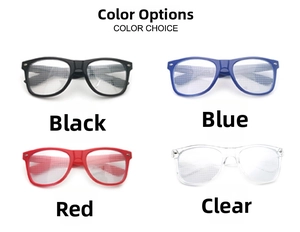 Fireworks diffraction glasses available in four colors black blue red and clear options