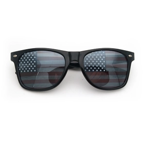 Classic black sunglasses featuring US flag printed perforated lenses and UV400 protection
