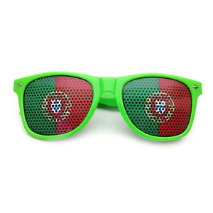 Neon green Portugal flag sunglasses for football fans and party celebration accessory