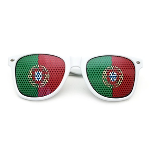 White frame party sunglasses featuring Portugal flag mesh design lenses for football fans
