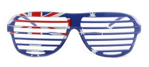 Detail view of Australian flag shutter shades for party events and celebrations