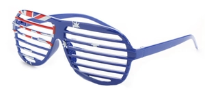 Detail view of Australian flag themed shutter glasses for party and dance events
