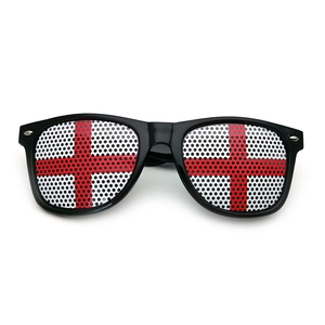 Classic black sunglasses with England flag St George Cross pattern on micro-hole lenses