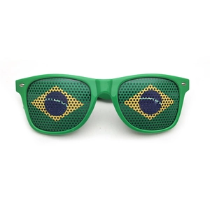 Classic green Brazil flag sunglasses with pinhole mesh lenses for world cup football fans