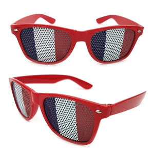 French flag pinhole sunglasses with red frame for party and football world cup events