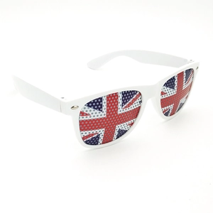 White frame sunglasses with Union Jack flag pattern lenses for party and world cup events