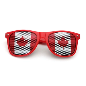 Canada flag sunglasses with red frame and maple leaf pattern for party events