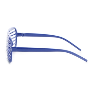 Blue Australian flag shutter shades for parties shown in a clean side profile view