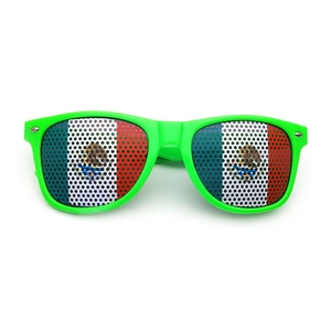 Green Mexico flag pinhole party sunglasses for sports fans with UV400 protection