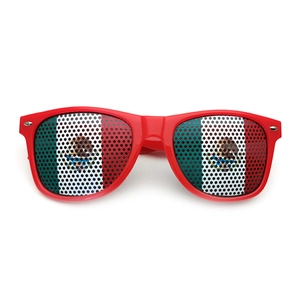 Red Mexico flag patterned hole sunglasses for fans during the 2022 football world cup events