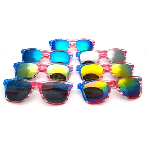 8-pack US flag patriotic sunglasses with colorful mirrored lenses for Independence Day party