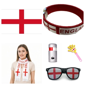 6-piece England football fan set with flag scarf wristband and accessories for World Cup