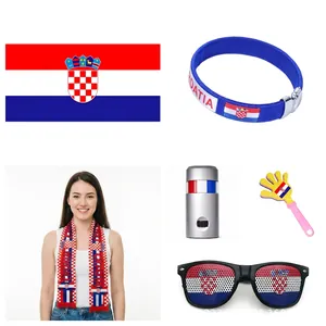 Croatia football fan set with flag, scarf, bracelet and glasses for matches