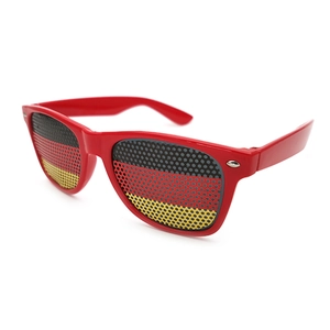 Creative party sunglasses with red frames and German flag mesh pattern lenses