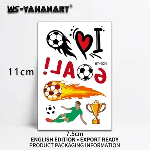 Tatuaggi di calcio impermeabili con trofeo e giocatore, dimensioni 11cm x 7.5cm fan