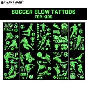 Fußball-Thema leuchtendes temporäres Tattoo-Set mit 10 Blatt fluoreszierenden Aufklebern