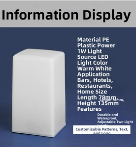 Spécifications de la lampe de table LED 1W étanche en plastique PE blanc pour les bars