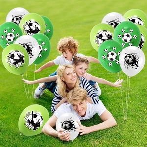 Soccer party balloon set with Goal text and player silhouettes for sports birthday decoration
