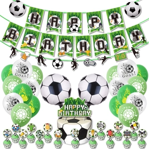 Kit déco anniversaire football avec bannières, toppers de gâteaux et ballons goal