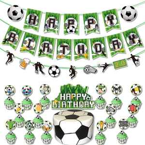 Fußball Thema Geburtstag Party Dekoration Zubehör Happy Birthday Banner Und Fußball Kuchen Topper Sport Party Deko