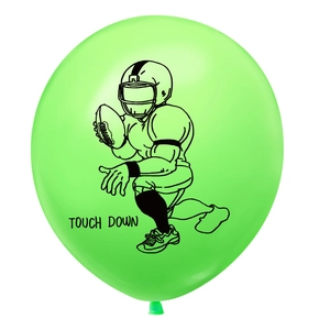 Palloncino verde da football americano con stampa Touch Down per festa di compleanno