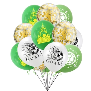 Kit de ballons de foot avec imprimés verts Goal et ballons en latex à paillettes or