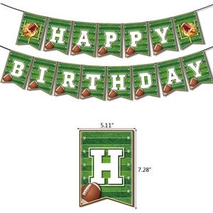 Dimensions détaillées de la bannière d'anniversaire rugby avec motif de gazon