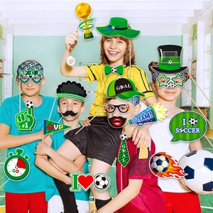 Soccer world cup party photo booth props kit with various fun accessories for kids' birthday