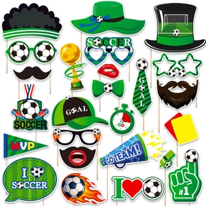 Soccer Football Party Photo Booth Props For Birthday Sports Match Celebration Accessories With White Cardstock Cutouts